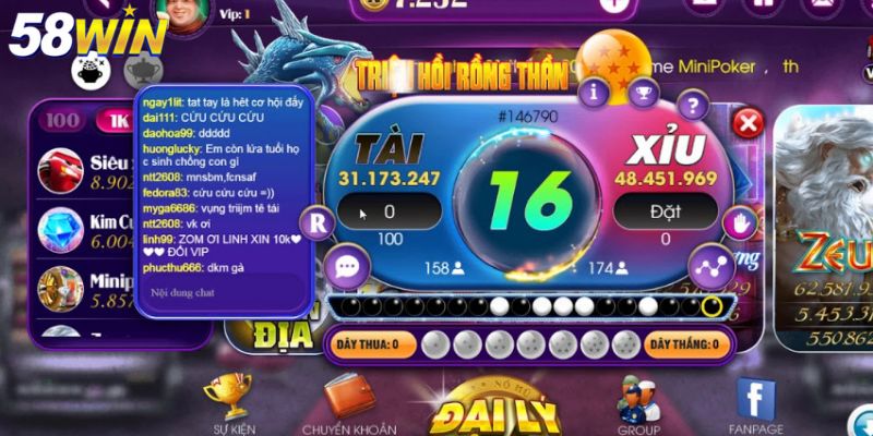Những điều hấp dẫn khi tham gia tài xỉu nổ hũ tại 58Win